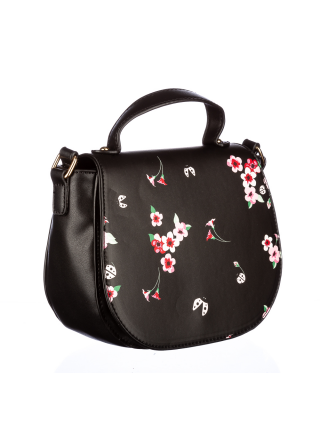 Női táskák, Flower Fekete műbőr női táska - Kalapod.hu